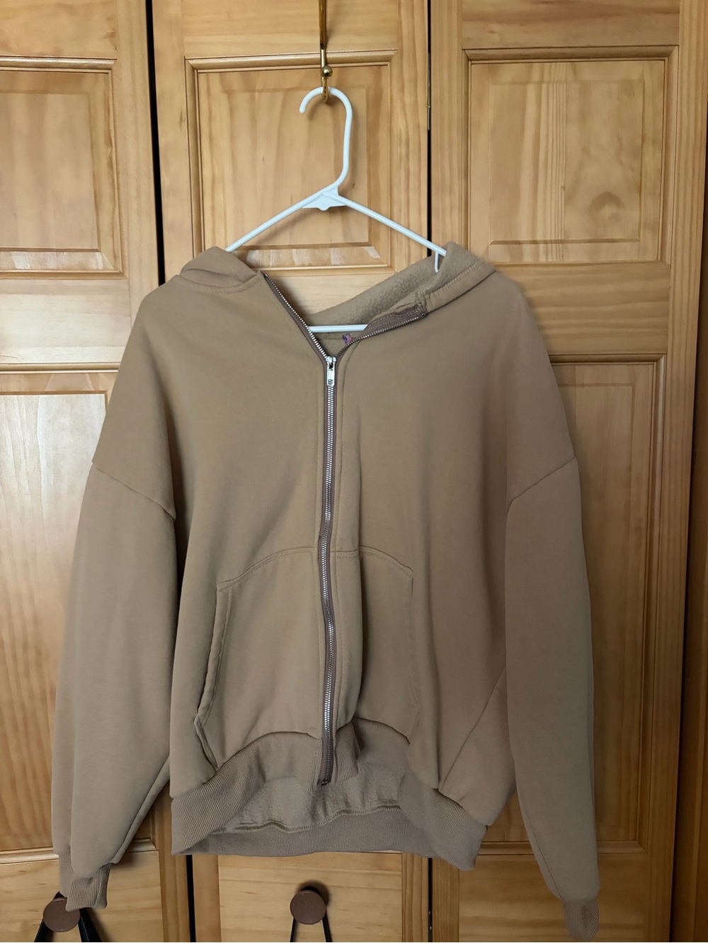 Garage Tan Zip-Up Oversized Hoodie Jacket
